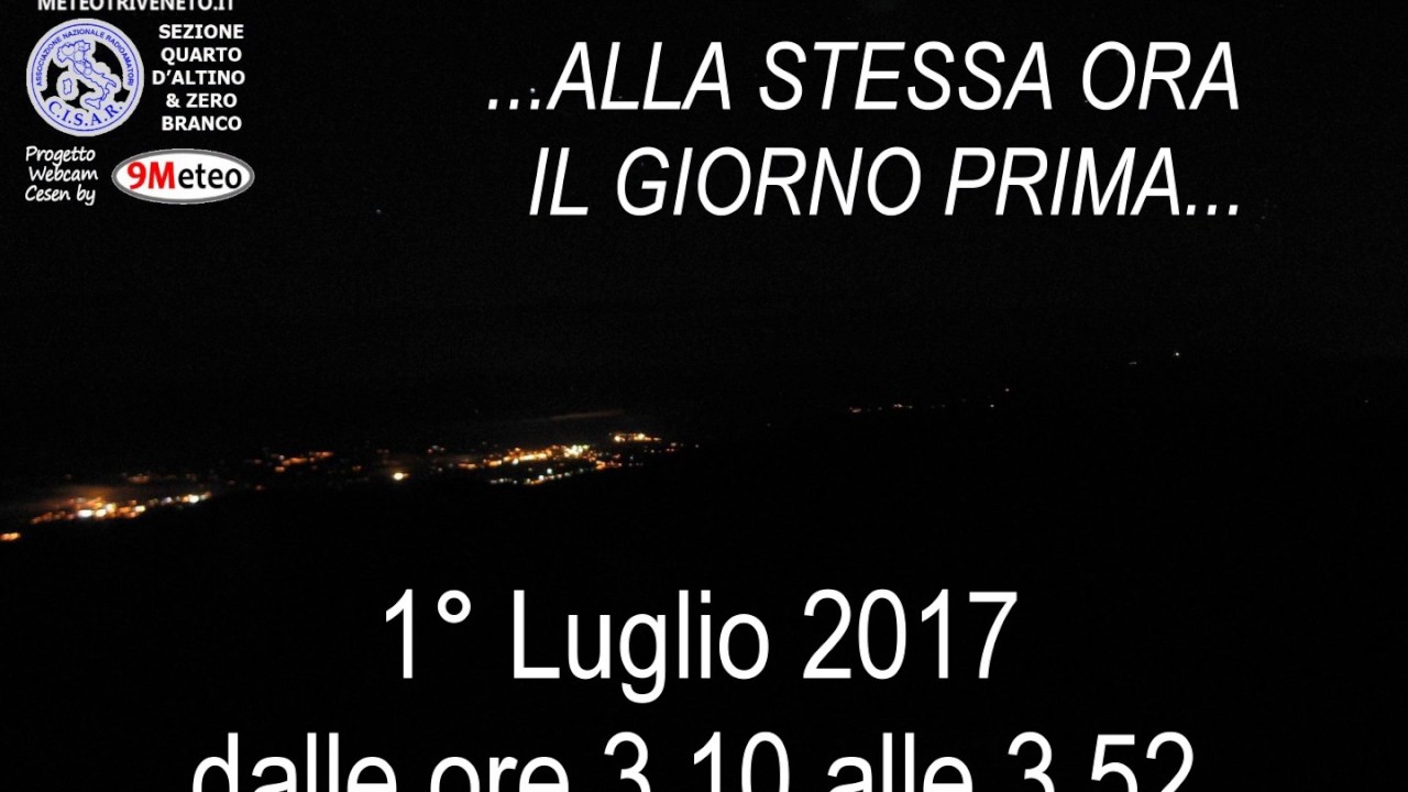 Nubi Nottilucenti 2 Luglio 2017 dal Monte Cesen a Belluno Alpago Dolomiti by meteotriveneto.it