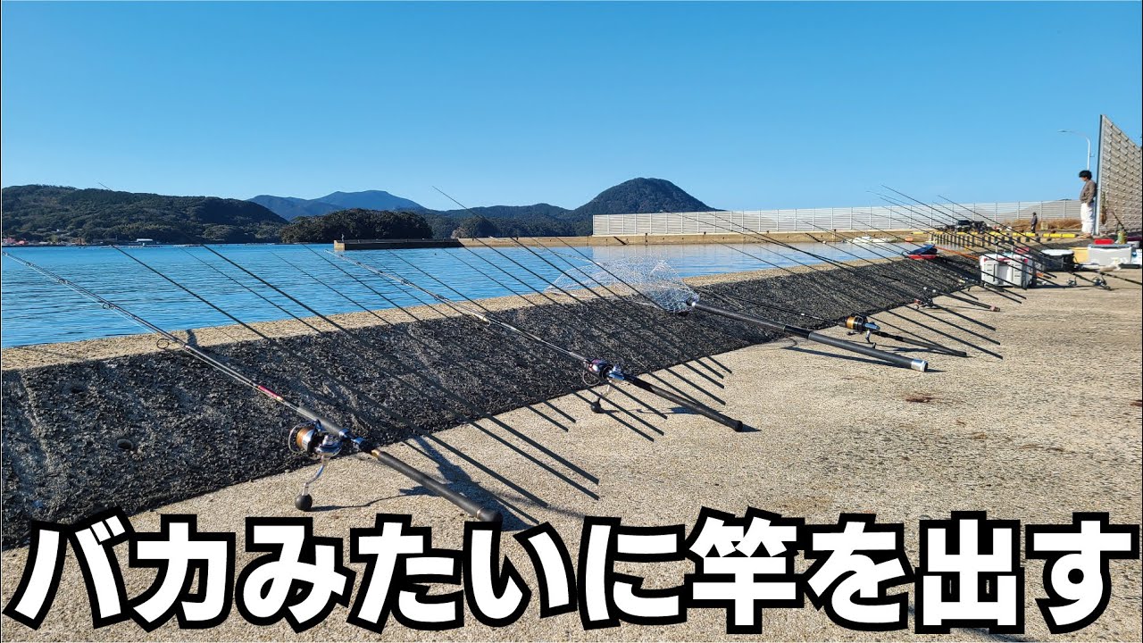 これなら釣れるやろ堤防に必要以上に竿を並べた結果大物ラッシュ！