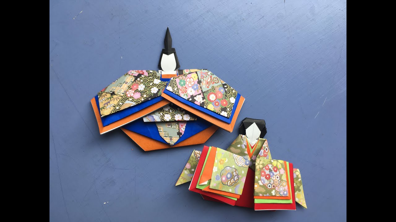 ORIGAMI : How to make HINA doll 折りびなの作り方 part 1（お内裏さま）