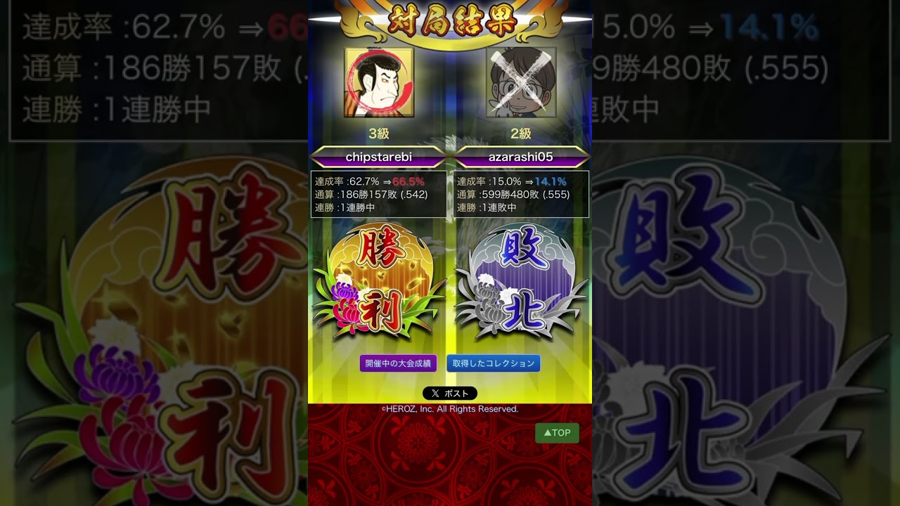 将棋ウォーズ3級　目指せ2級  達成率61%   守りの馬2枚で逃げ切れると思ったのに