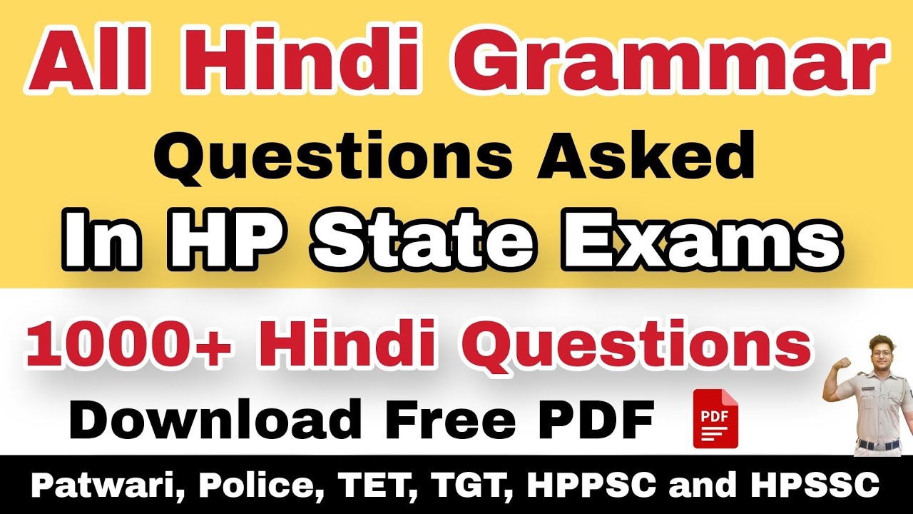 All Hindi Questions Asked in HP State Exams | Patwari, Police, TET, TGT, HPPSC | 1000+ Questions