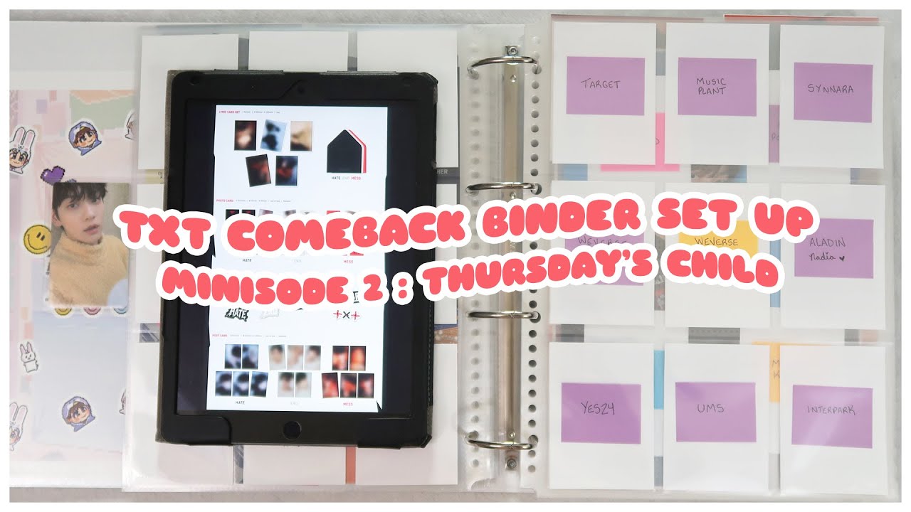 ☁️ setting up my txt binder for minisode 2: thurday's child comeback - photocards + pobs | 투모로우바이투게더