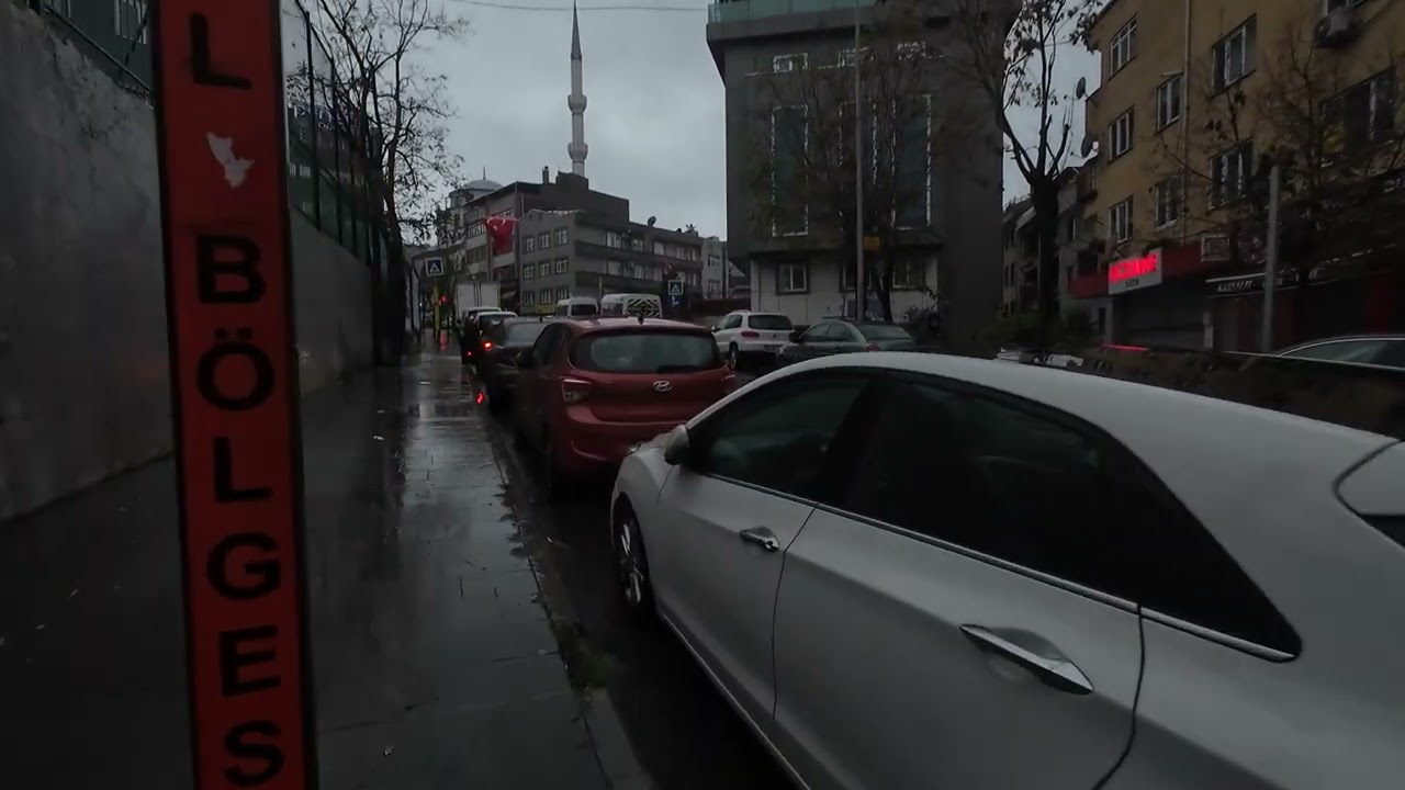 Istanbul Rain Walk - 28 Nisan Street (Kağıthane) - Relaxing Rain Sounds 4K
