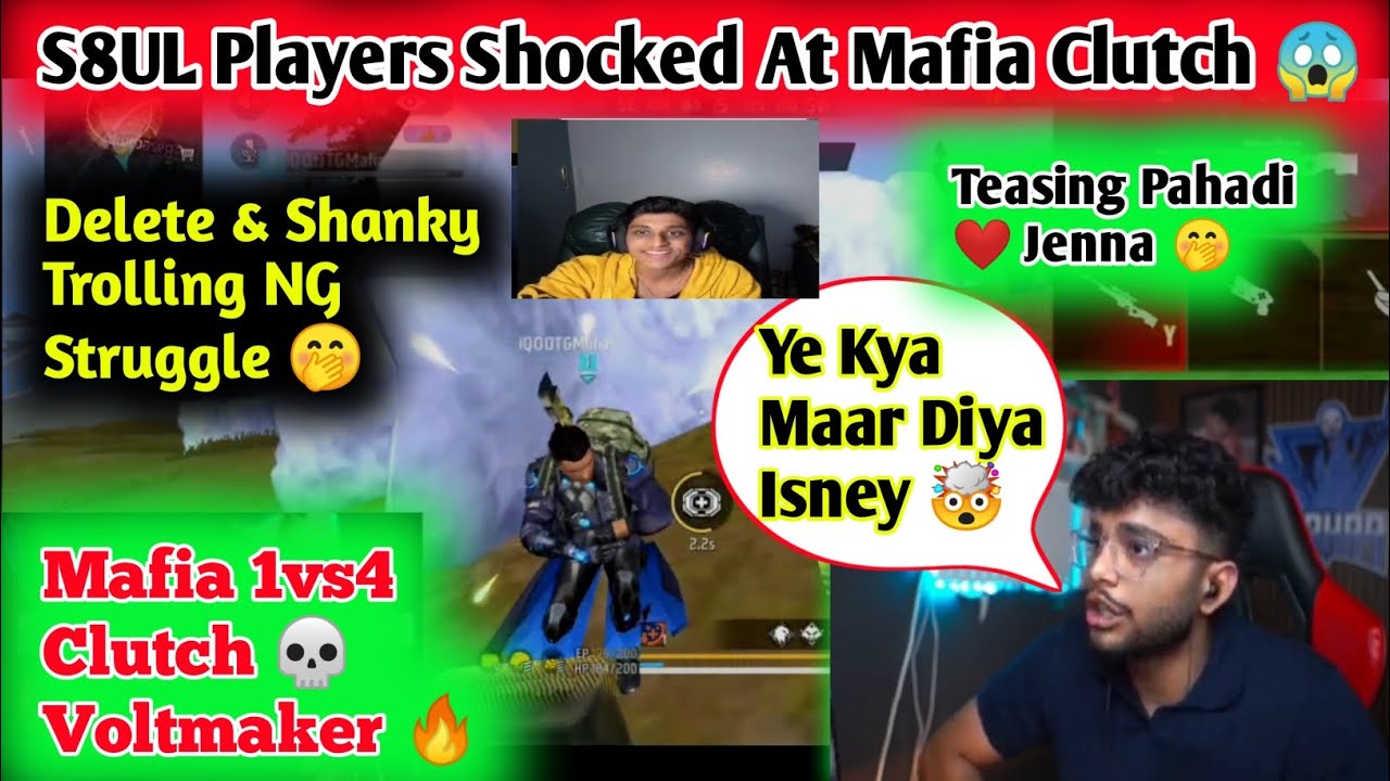 S8UL Players Shocked At Mafia 1vs4 Clutch 😱 Trolling NG Struggle 🤭 Teasing Pahadi 🤣