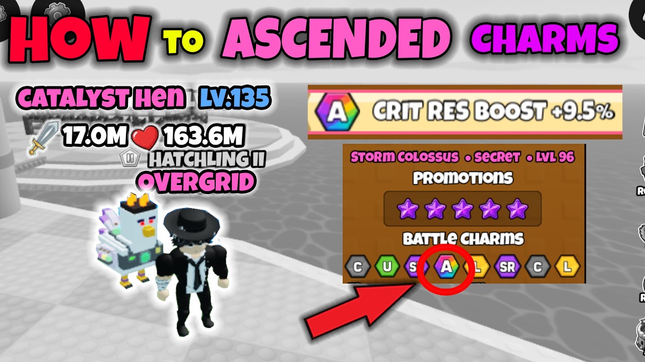 How to get ASCENDED BATTLE CHARMS in GRow a CHICKEN FIGhter