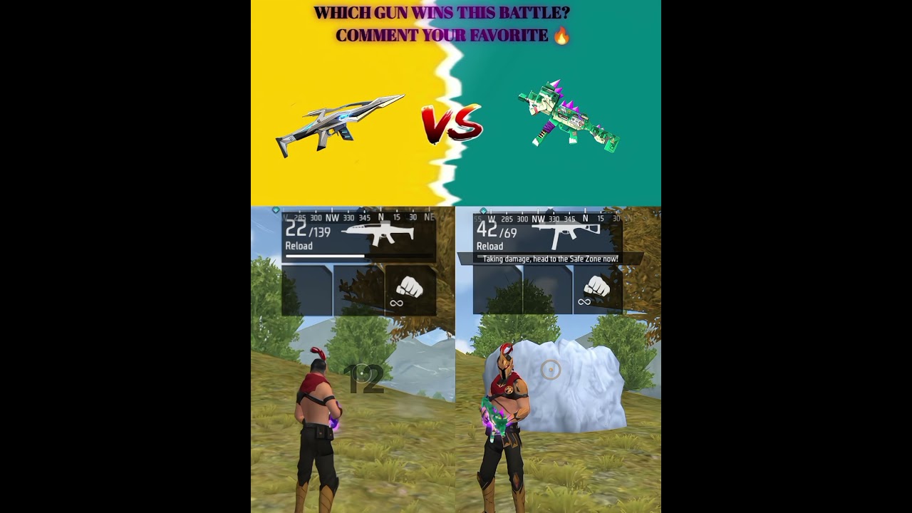 Which gun wins this battle? Comment your favorite 🔥 #viralshorts #FreeFireShorts #GunBattle”