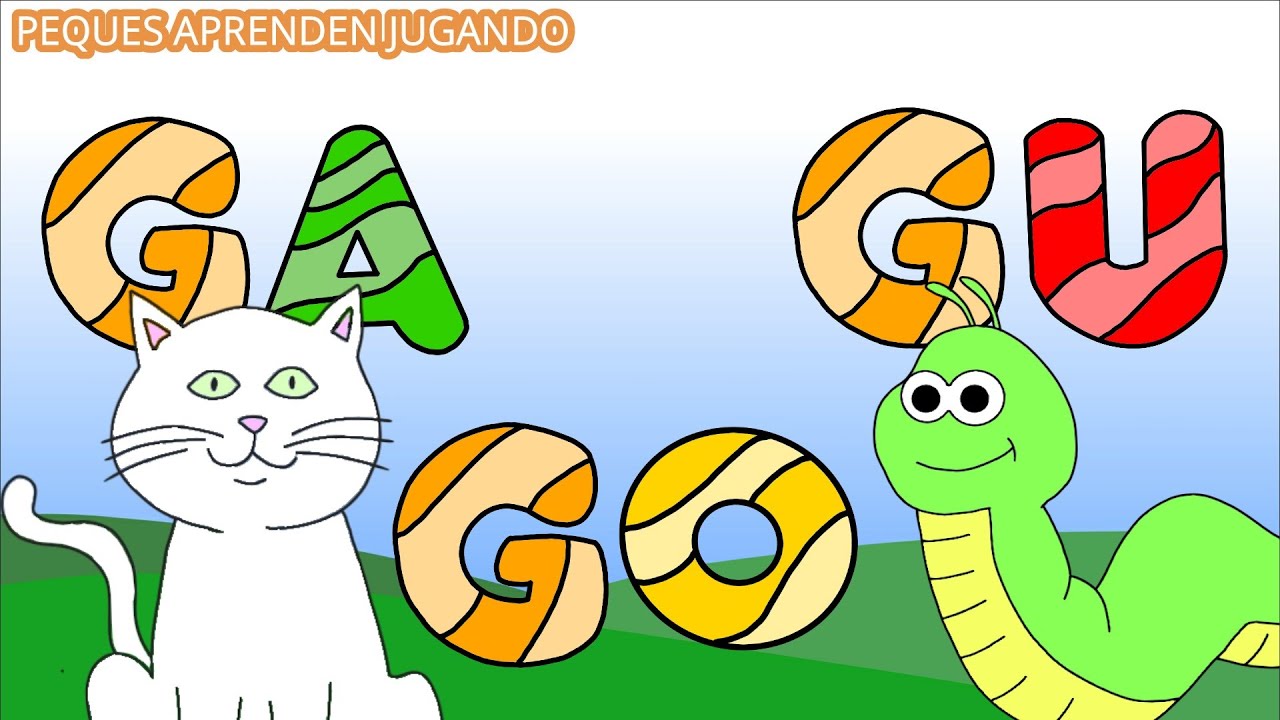 GA GO GU  Palabras con las sílabas GA GO GU  Aprendiendo a leer  Video de Peques Aprenden Jugando