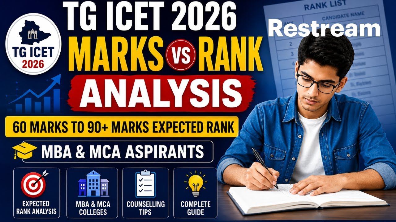 🔴 TG ICET 2026 Marks vs Rank Analysis LIVE 🔥 Expected Rank For 60&ndash;90+ Marks | MBA MCA