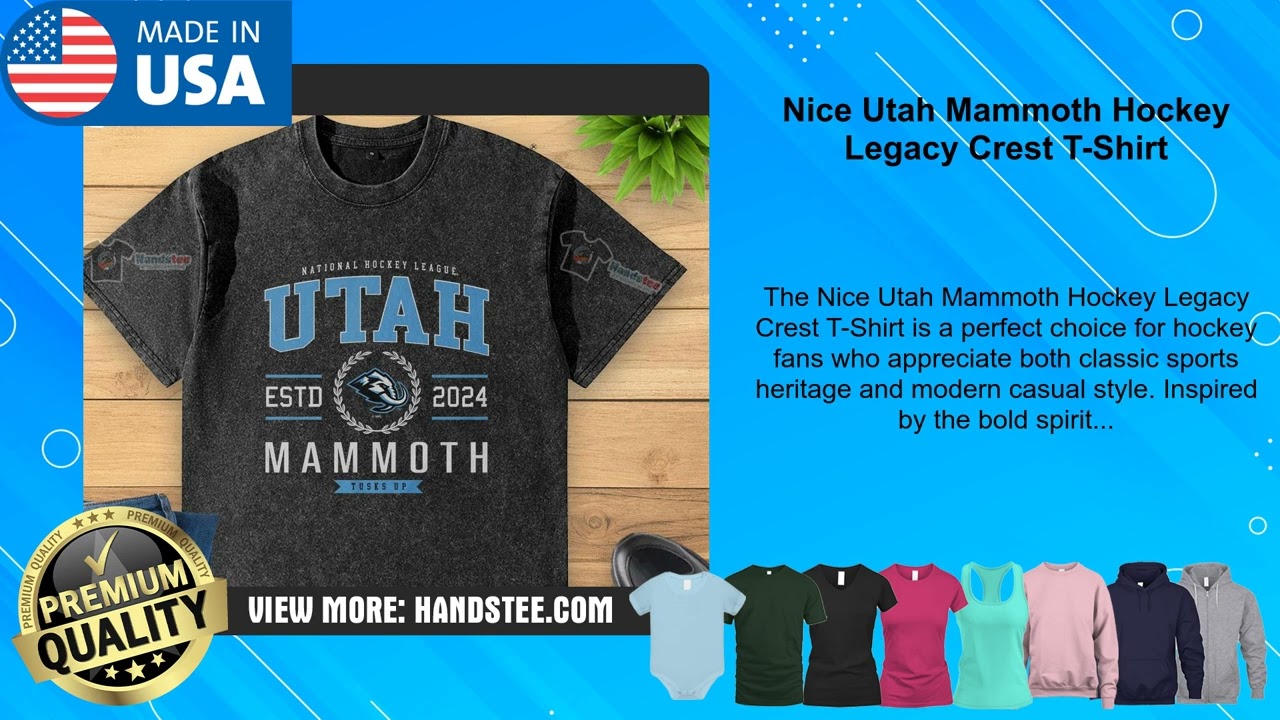 Nice Utah Mammoth Hockey Legacy Crest T-Shirt
