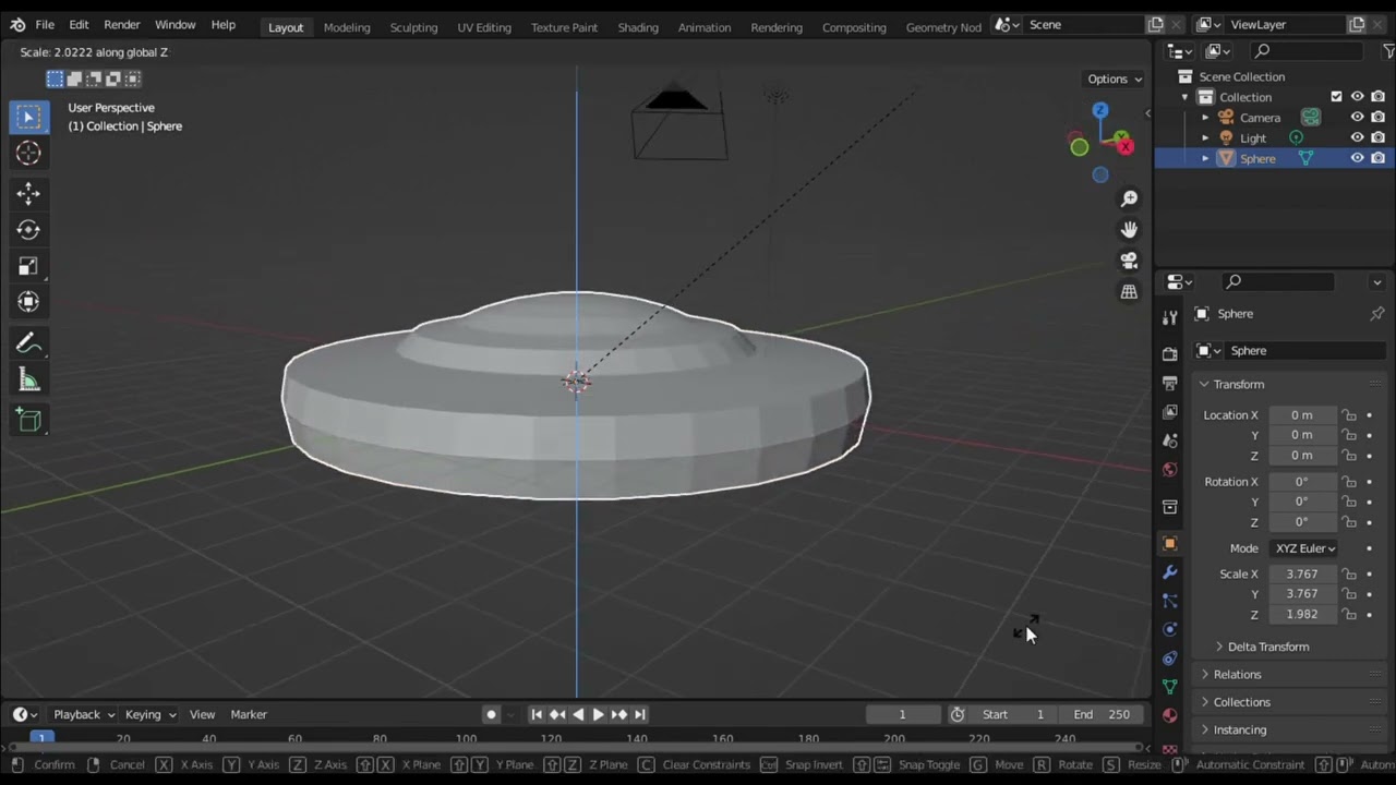 create a simple low poly ufo shape with blender