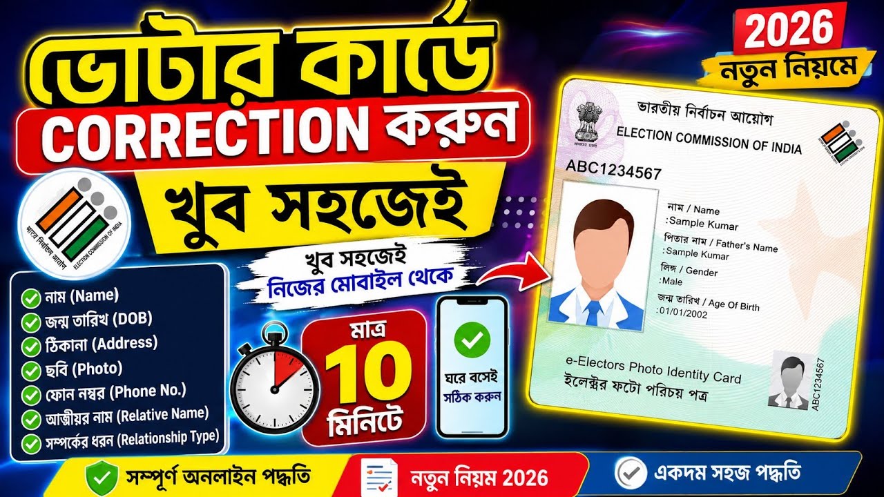 Voter ID Card Correction Online 2026 || How to change name,dob,photo in voter id online || Voter wb 