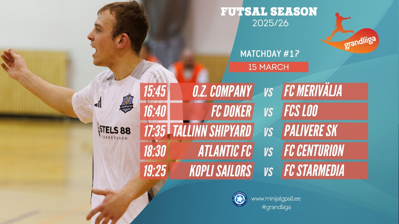 Grandliiga Futsal 2025/26 (live stream) (Matchday 17) 15-Mar-26