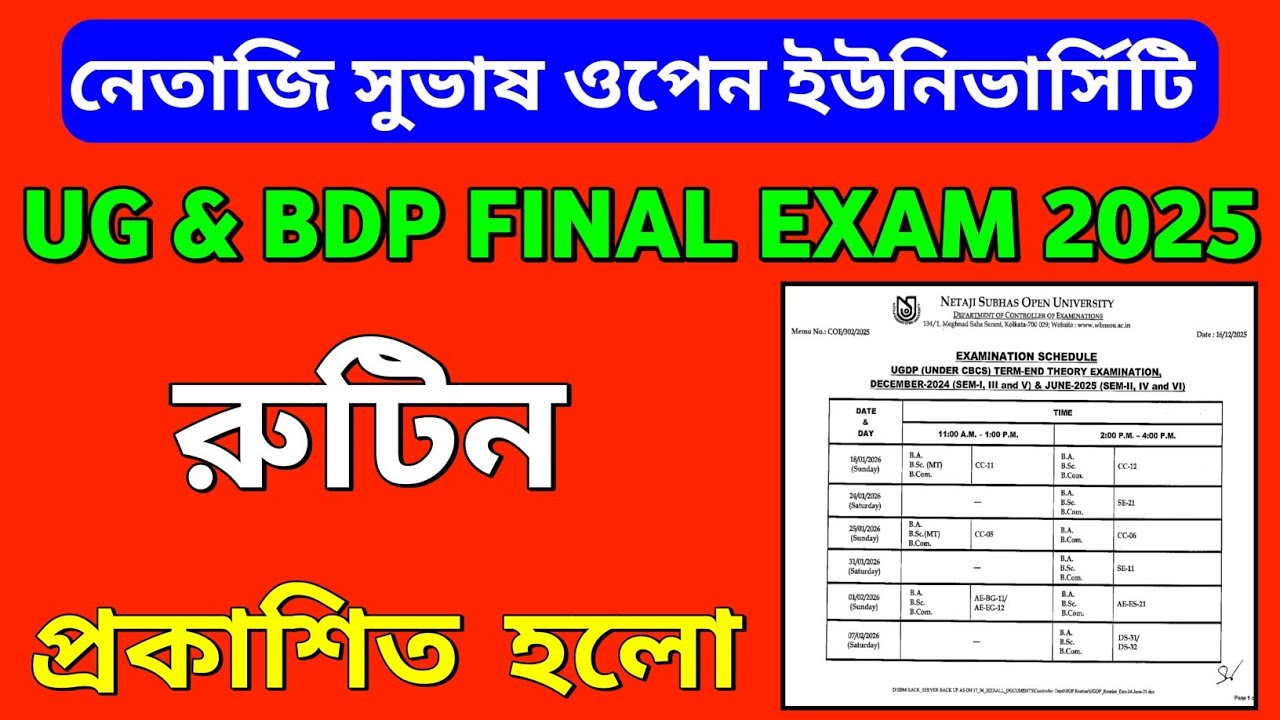 NSOU UG Final Exam Routine Published 2025 |NSOU UG Final Exam 2025 |NSOU UG Admit Card Download 2025
