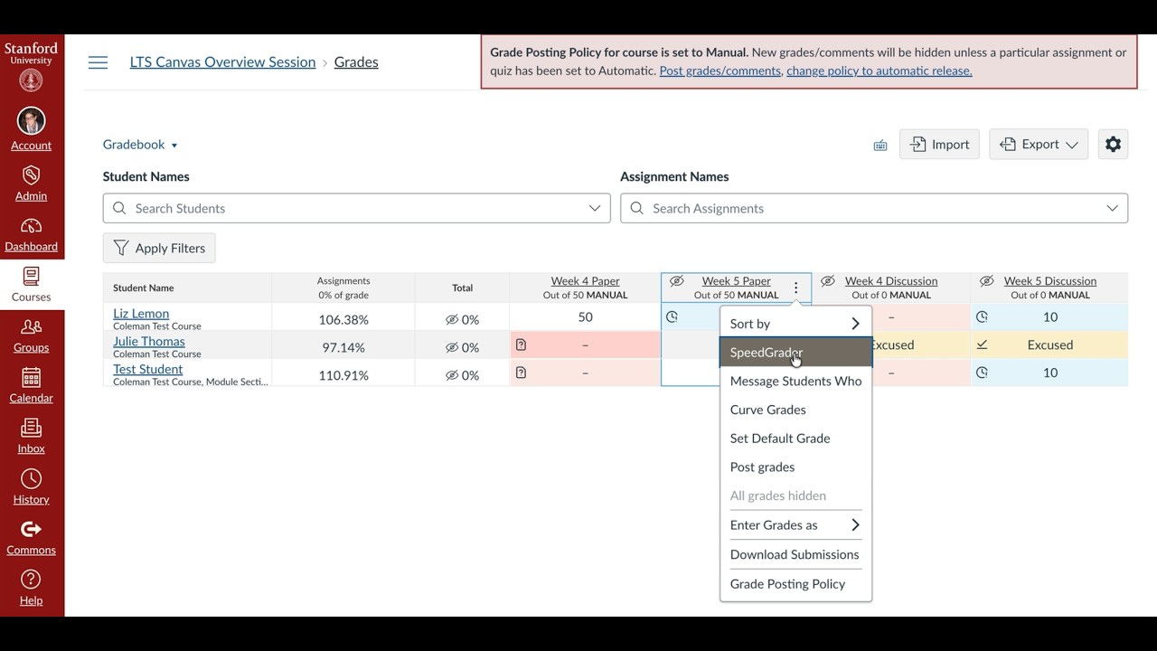 Canvas Gradebook