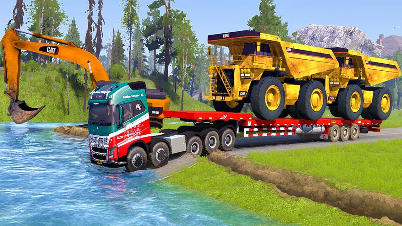 Spintires Mudrunner Gameplay | Truck vs Extreme Broken Road with Speed Bumps #mudrunner