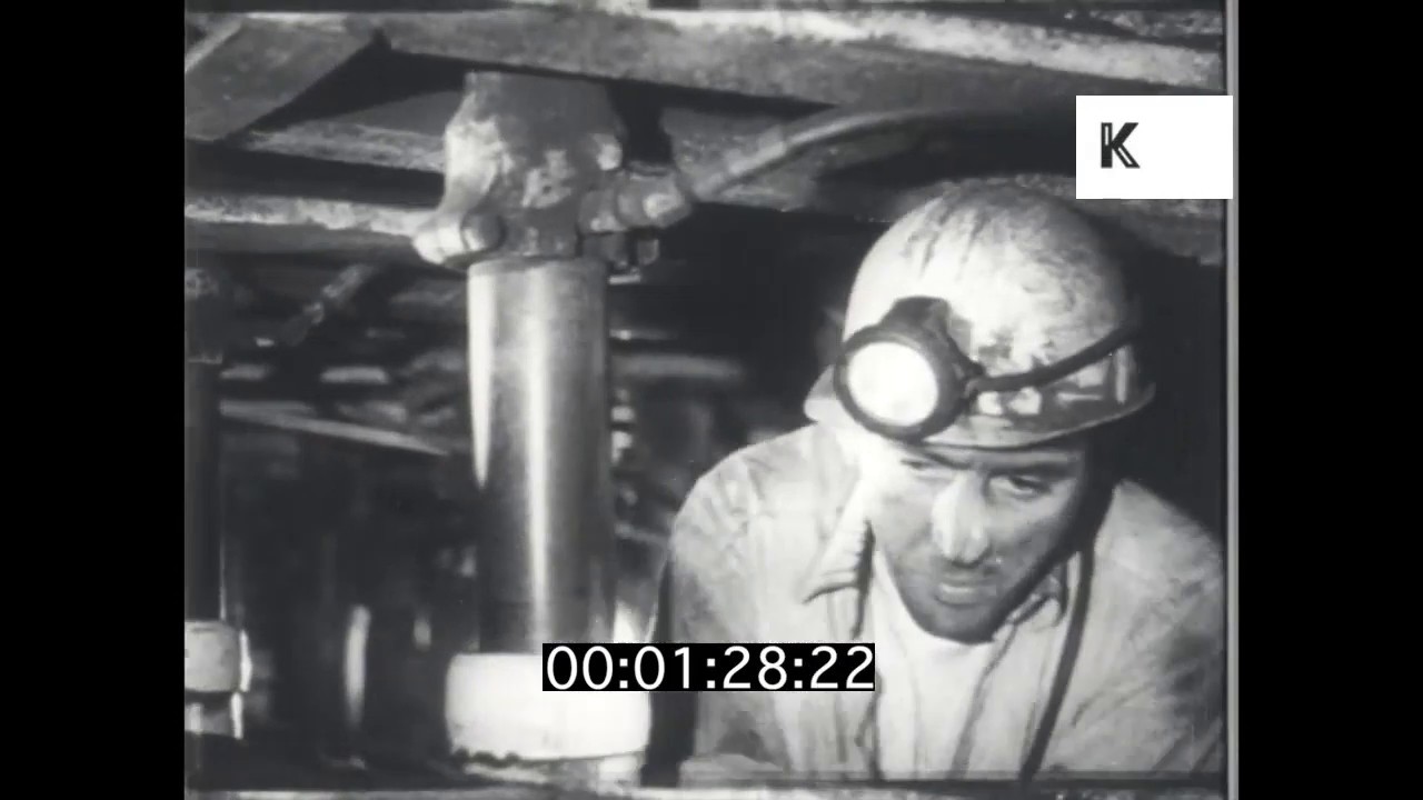 1940s, 1950s UK, Coal Mining, Underground Coal Seam, 16mm