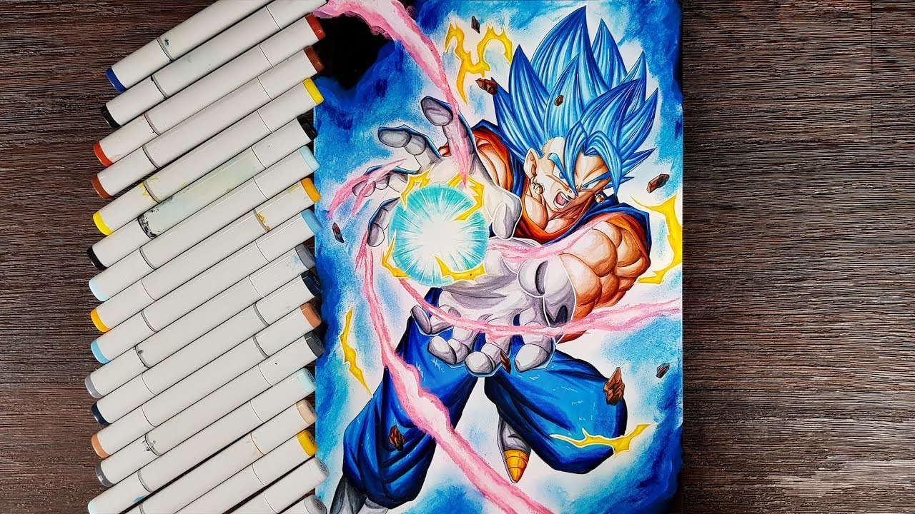 Рисование Vegito Super Saiyan Blue Final Kamehameha