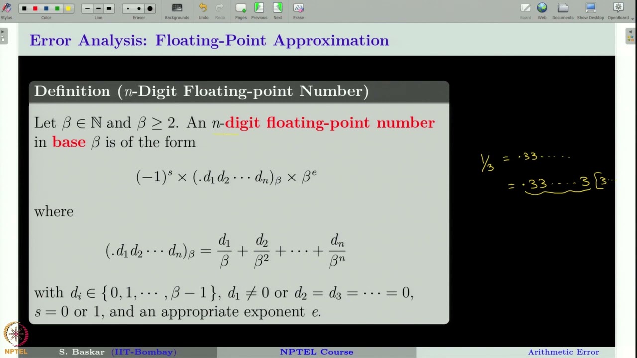 Week 1 : Lecture 4 : Arithmetic Error: Floating-point Approximation