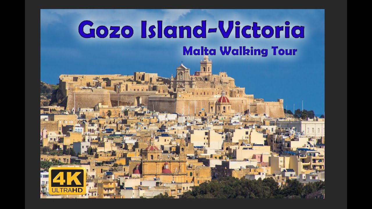 Malta, Gozo Island, Victoria 2022 Walking Tour in 4K - Cittadella and Ta'Pinu