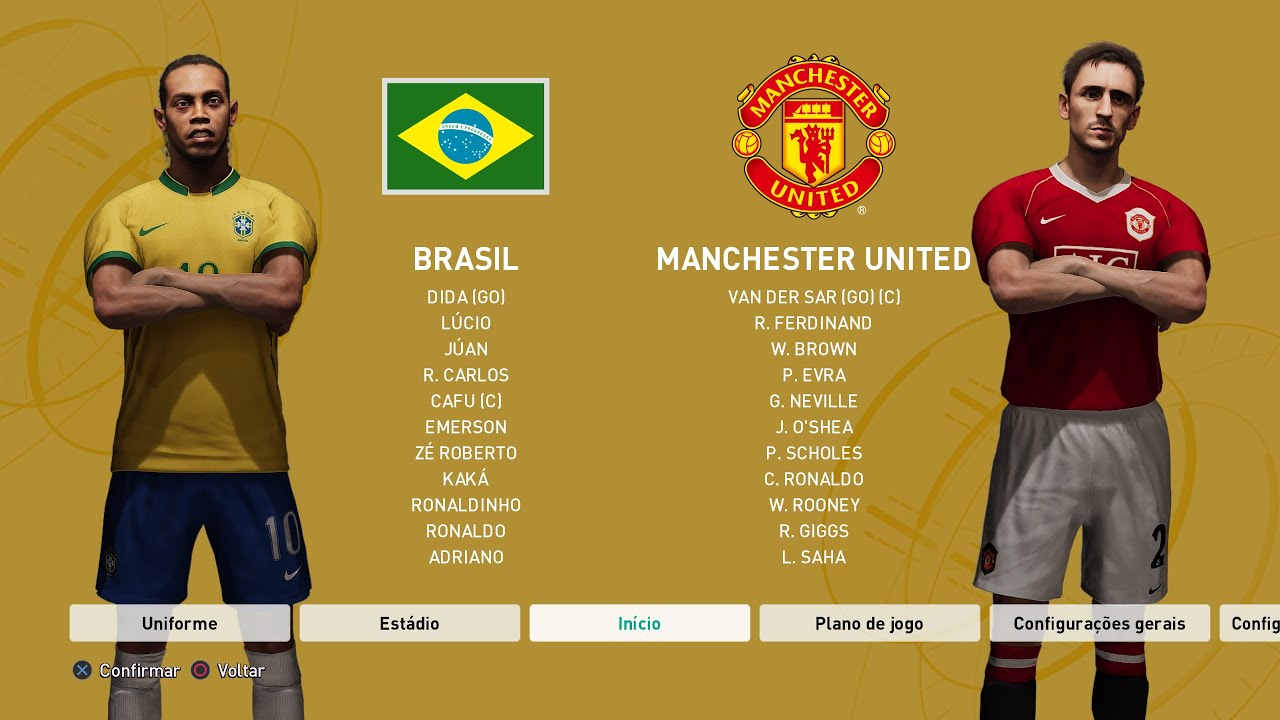 Pro Evolution Soccer 6 Remake Season 2006-2007: BRASIL x MANCHESTER UNITED #ps5 #gameplay #pes6