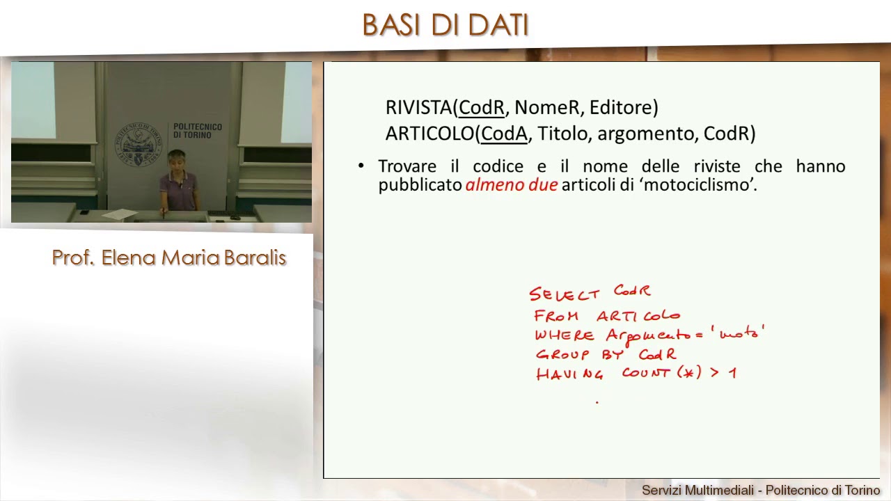 10   Esercizi di algebra relazionale e SQL