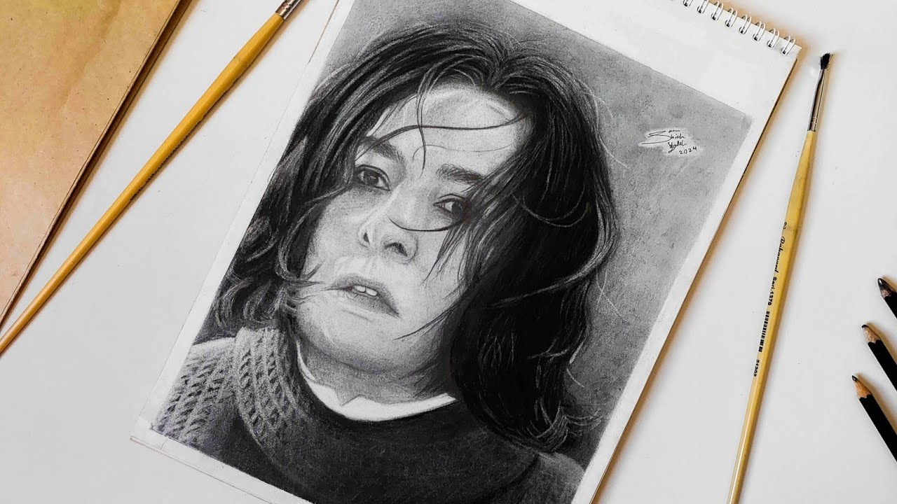 Easy Charcoal Drawing of Severus Snape | Hyperrealistic Art