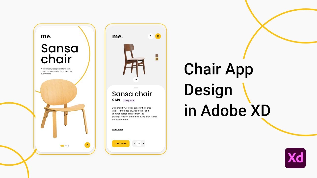 Chair App Design in Adobe XD | Adobe XD Tutorial | Mobile App Design in Adobe XD