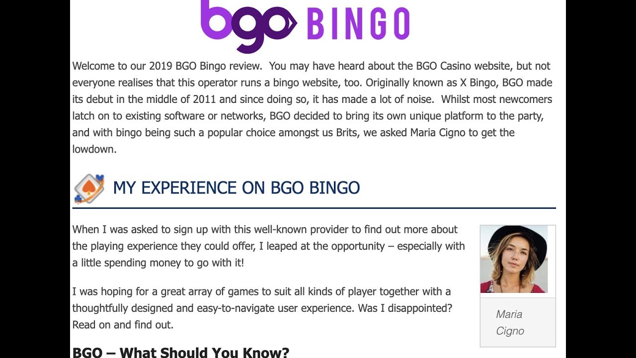 BGO Bingo - Promo Code and Game Play | OBG Reviews