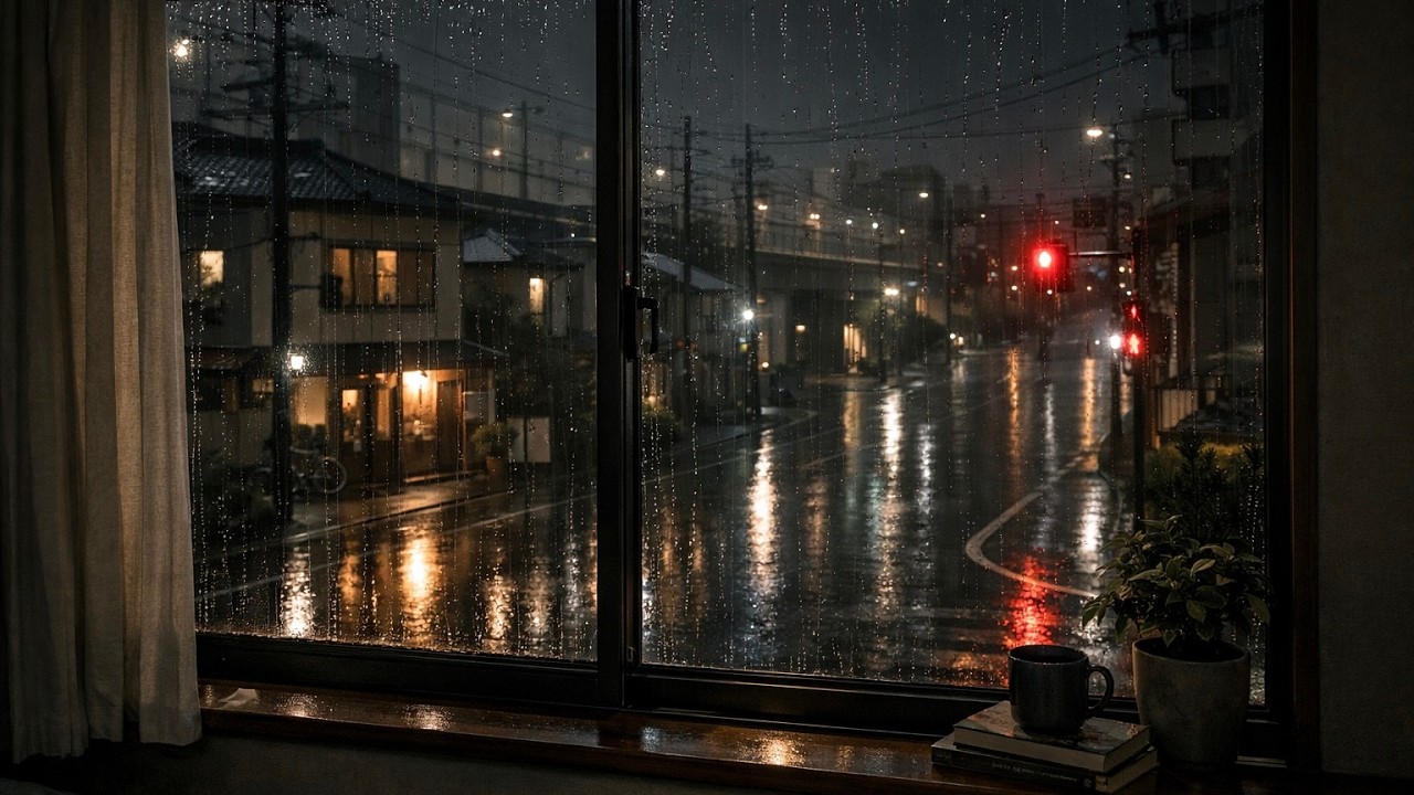 Rainy Night Window Ambience 🌧️⚡ | Quiet City Street for Sleep & Study (No Music)