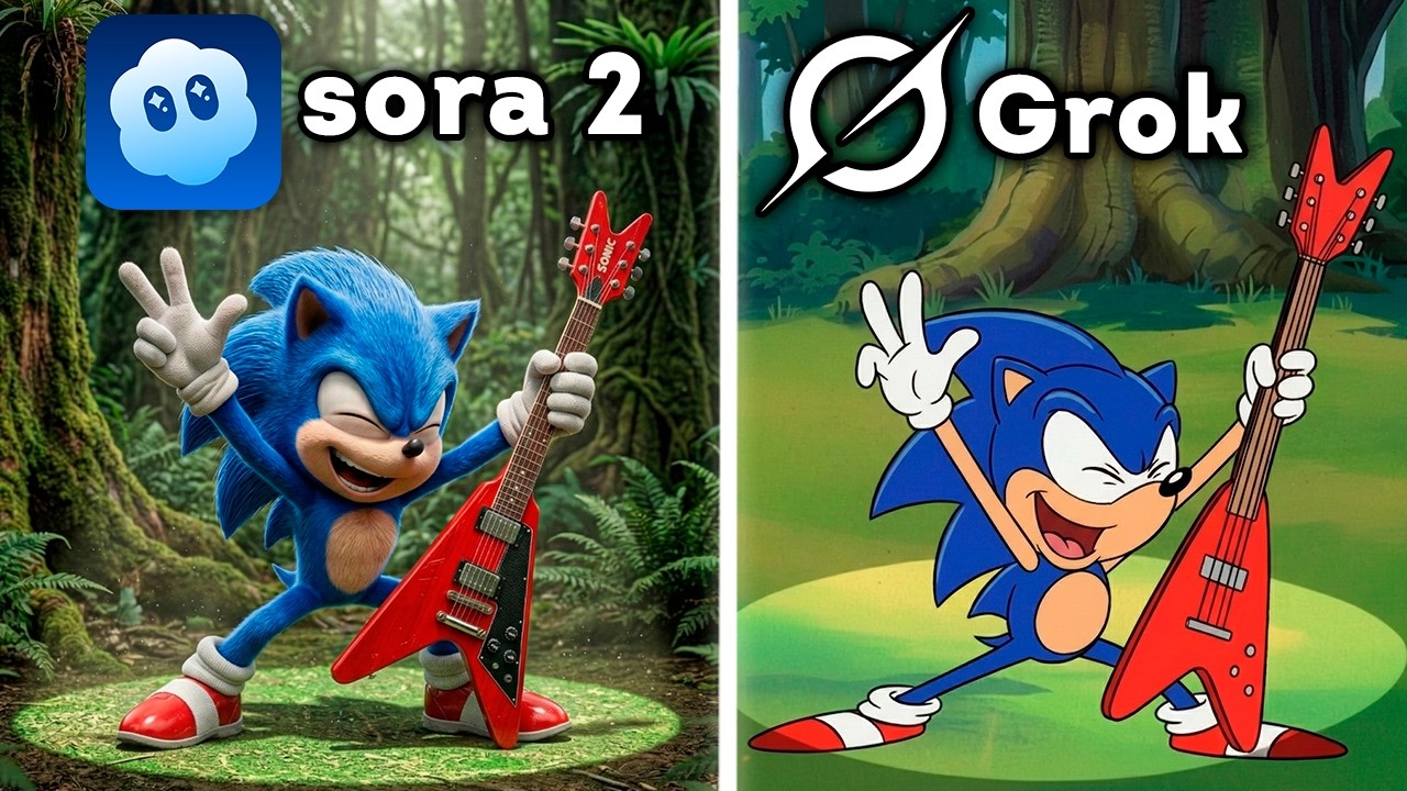 Sora 2 vs Grok Remake iconic Scenes From Sonic the Hedgehog