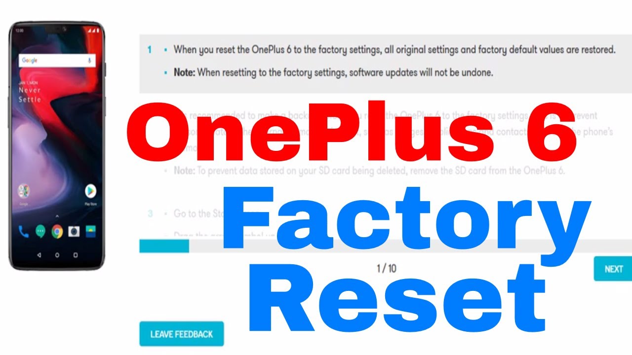 OnePlus 6 Reset Your Device To Factory Settings