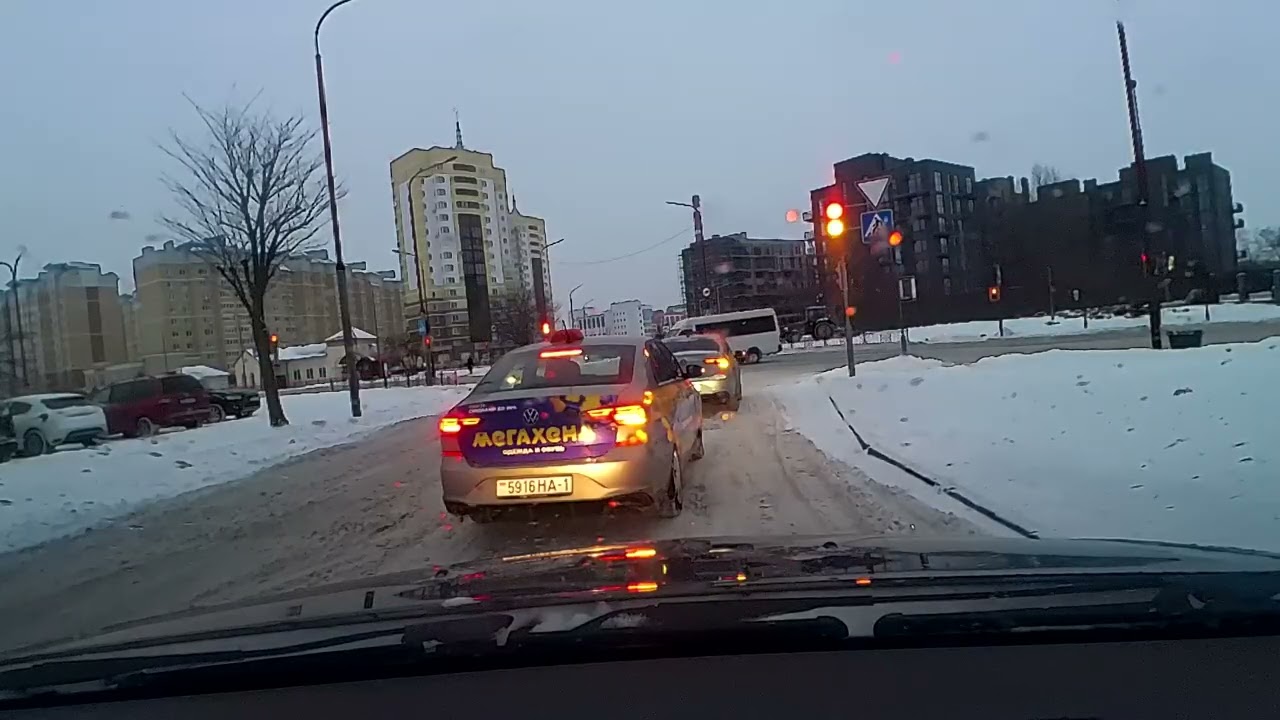 Driving around the city in winter, Brest