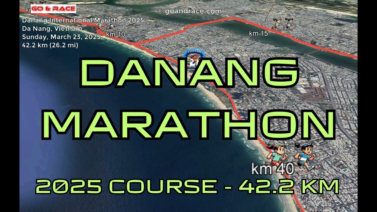 Danang International Marathon 2025: fly over the marathon course! Video of the race path.