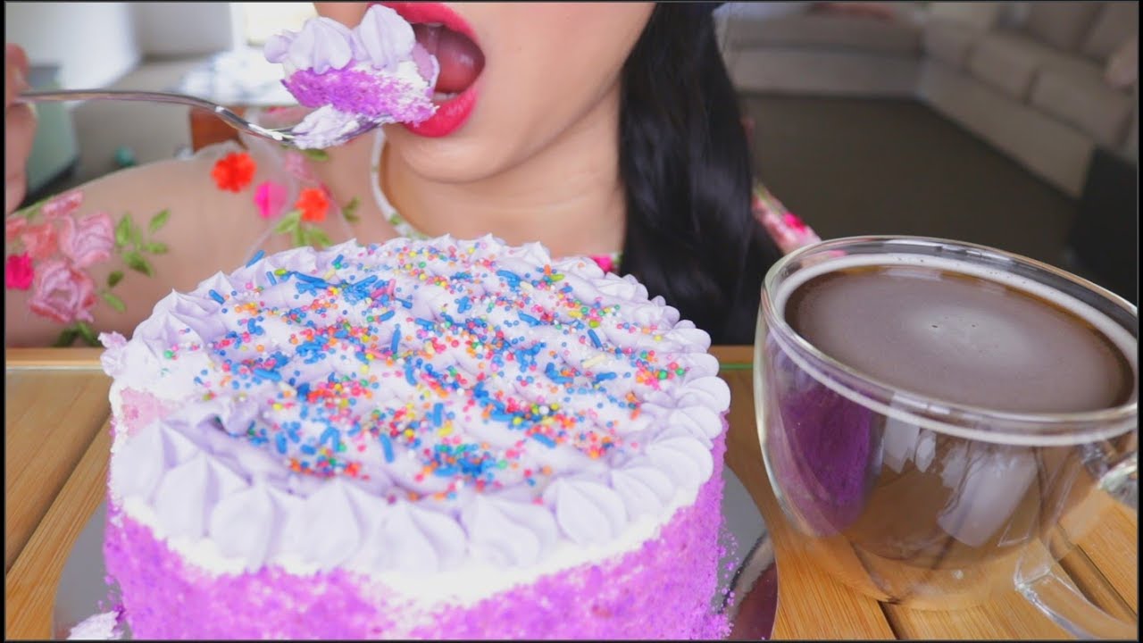 ASMR CREAMY TARO CAKE | 200K THANK YOU 🎉✨ | EATING SOUNDS | NO TALKING