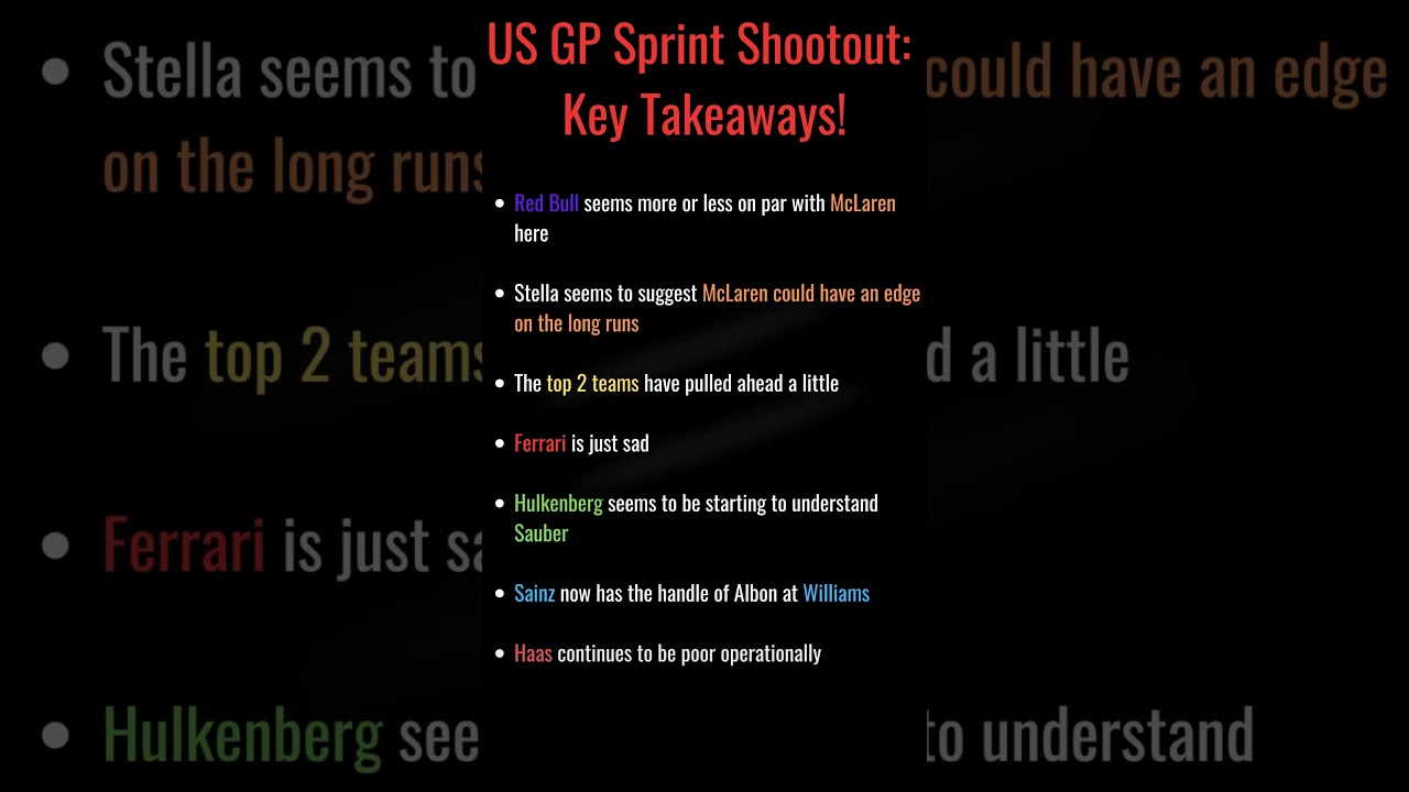 2025 F1 US GP Sprint Shootout: Key Takeaways 