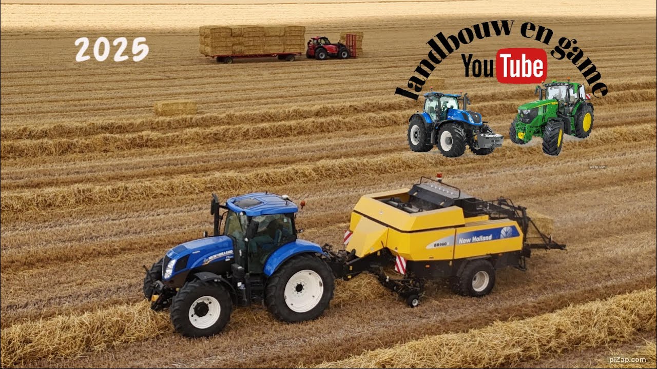 stro persen met new Holland T 7200 BB960A stro keren / laden met manitou #oostgroningen #farmers