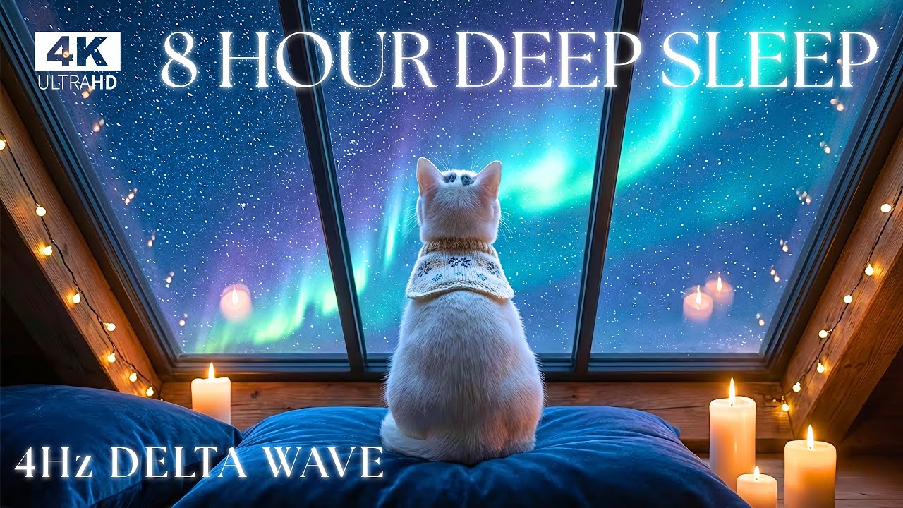 8 Hours Deep Sleep Music 💤 | 4Hz Delta Wave for Insomnia | Starry Winter Night Ambience | No Ads