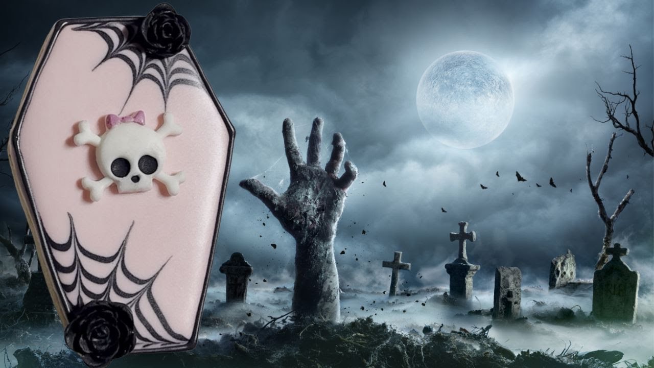 Decorating a Coffin Cookie For Halloween