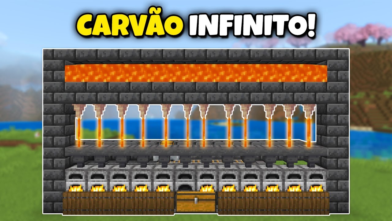 FARM DE LAVA E FORNALHA INDUSTRIAL no Minecraft Bedrock 1.21