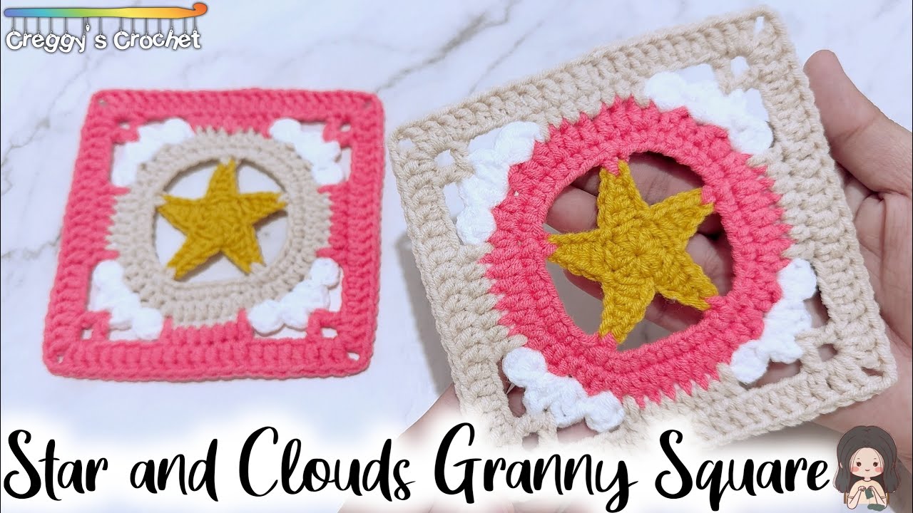 CROCHET &ldquo;Star and Clouds&rdquo; Granny Square | Tutorial