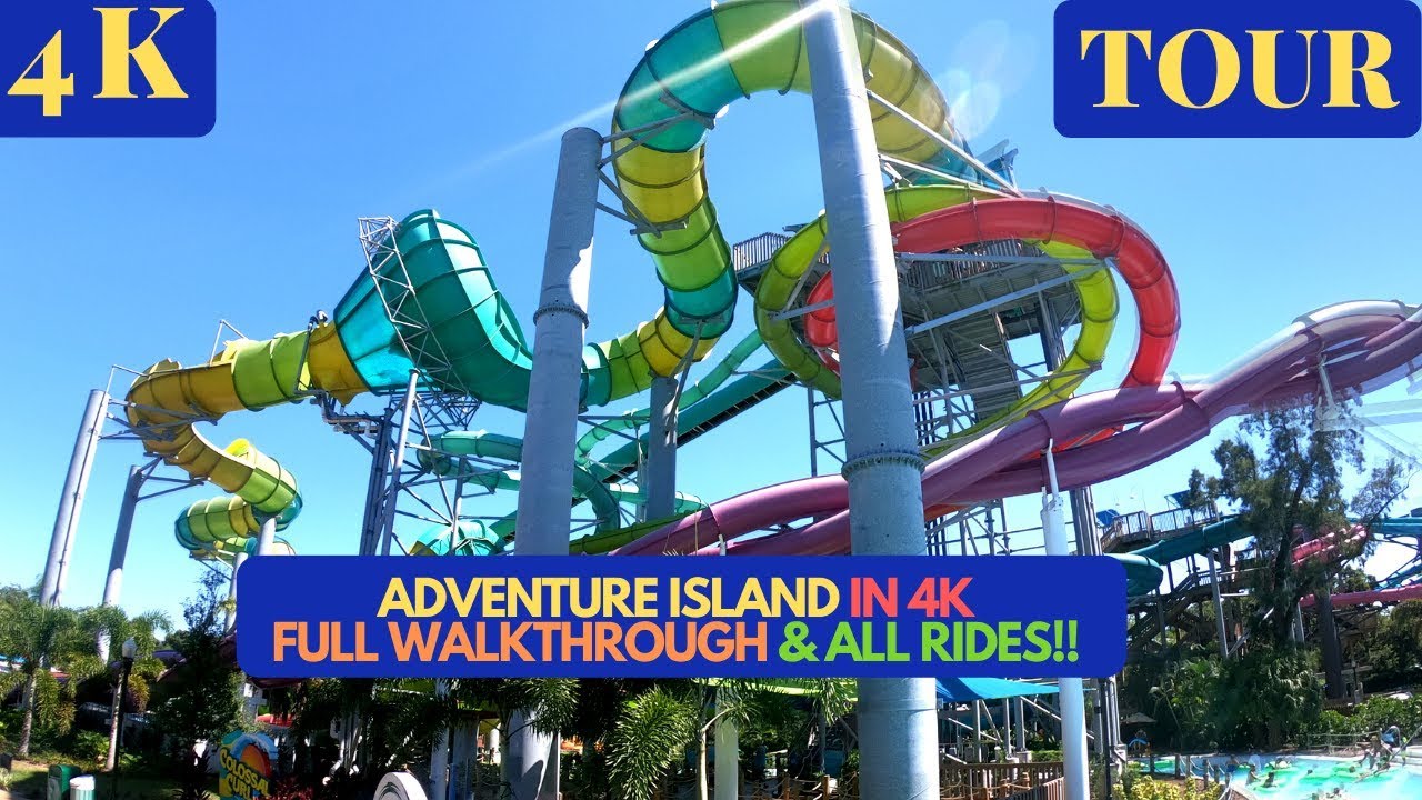 [4k]EVERYTHING AT Adventure Island Tampa Full Walkthrough Slides and Pools