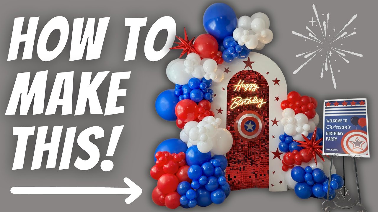 New Captain America DIY Balloon Backdrop Idea!