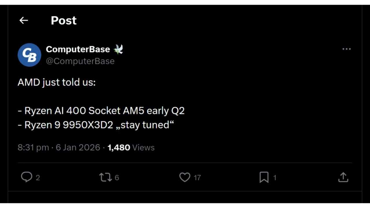 AMD Reportedly Hints About Later Launch of Ryzen 9 9950X3D2 CPU