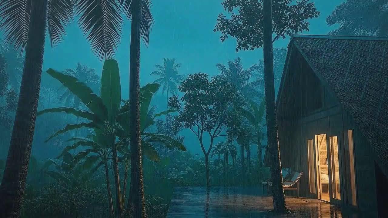 Sleep Faster with Warm Rainfall and Soft Thunder at Wooden Cabin Terrace 🌧️