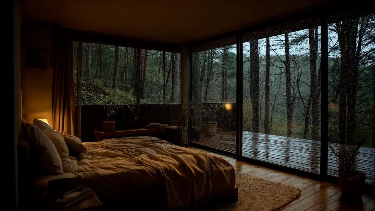 Mountain View Bedroom Storm 🌧️ Heavy Rain Sounds for Deep Sleep