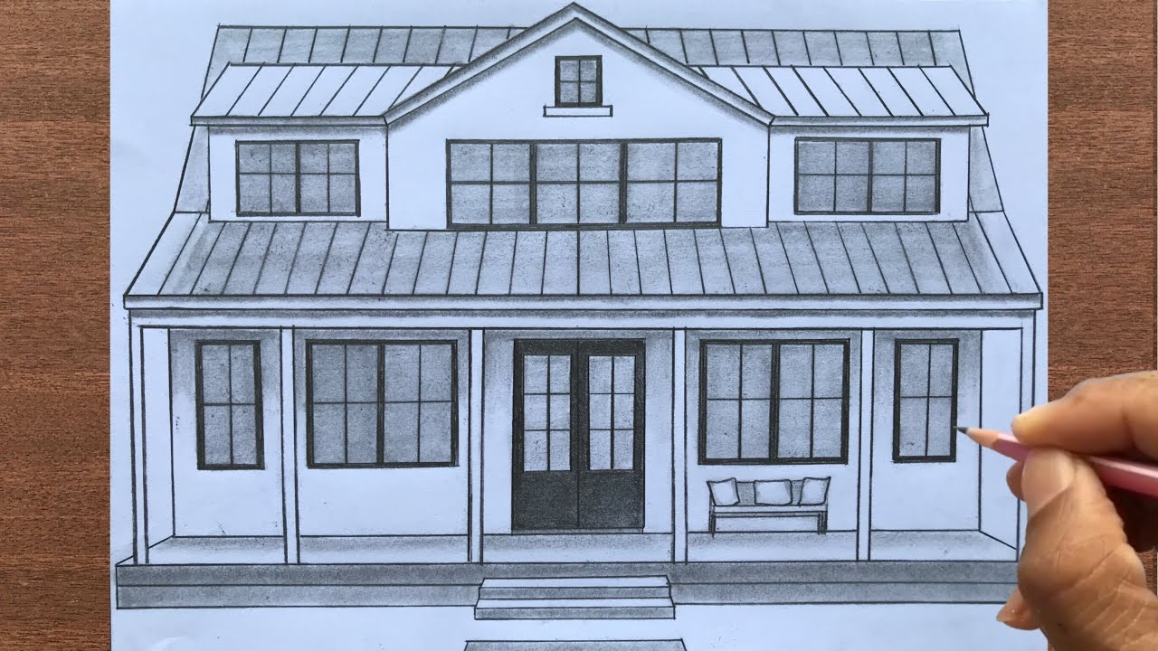 How to Draw a House in One-Point Perspective Step by Step