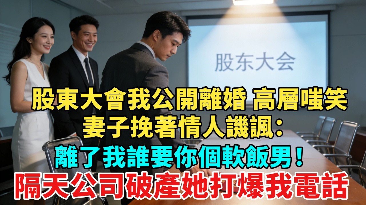 股東大會我將離婚證公開，全體高層嗤笑，妻子挽著情人譏諷：離了我誰要你個軟飯男！誰知隔天公司破產她打爆我電話#故事頻道#情感故事#分享#情感#感情#婚姻