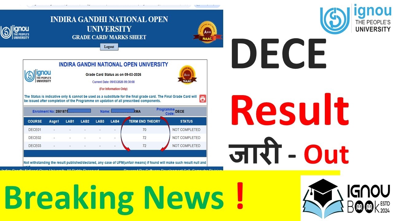 DECE RESULT IGNOU December 2025 EXAM