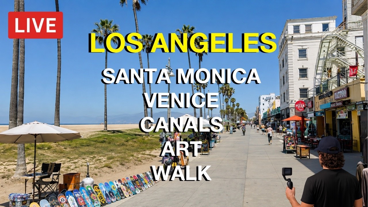 LIVE LOS ANGELES | SANTA MONICA VENICE CANALS  BEACH WALK | LA Live Cam