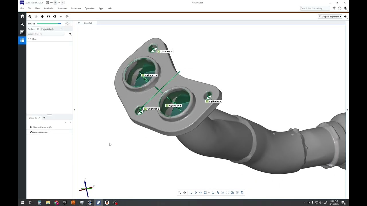 Reverse engineering exhaust component part 1 Zeiss Inspect